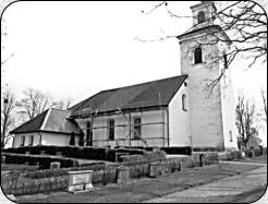 Renovering av gamla kyrkan. Bilden �r fr�n 1968.